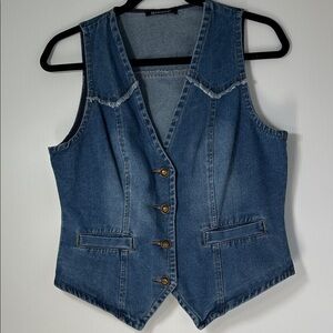 Allegra’s Blue Denim Vest with Button Closure